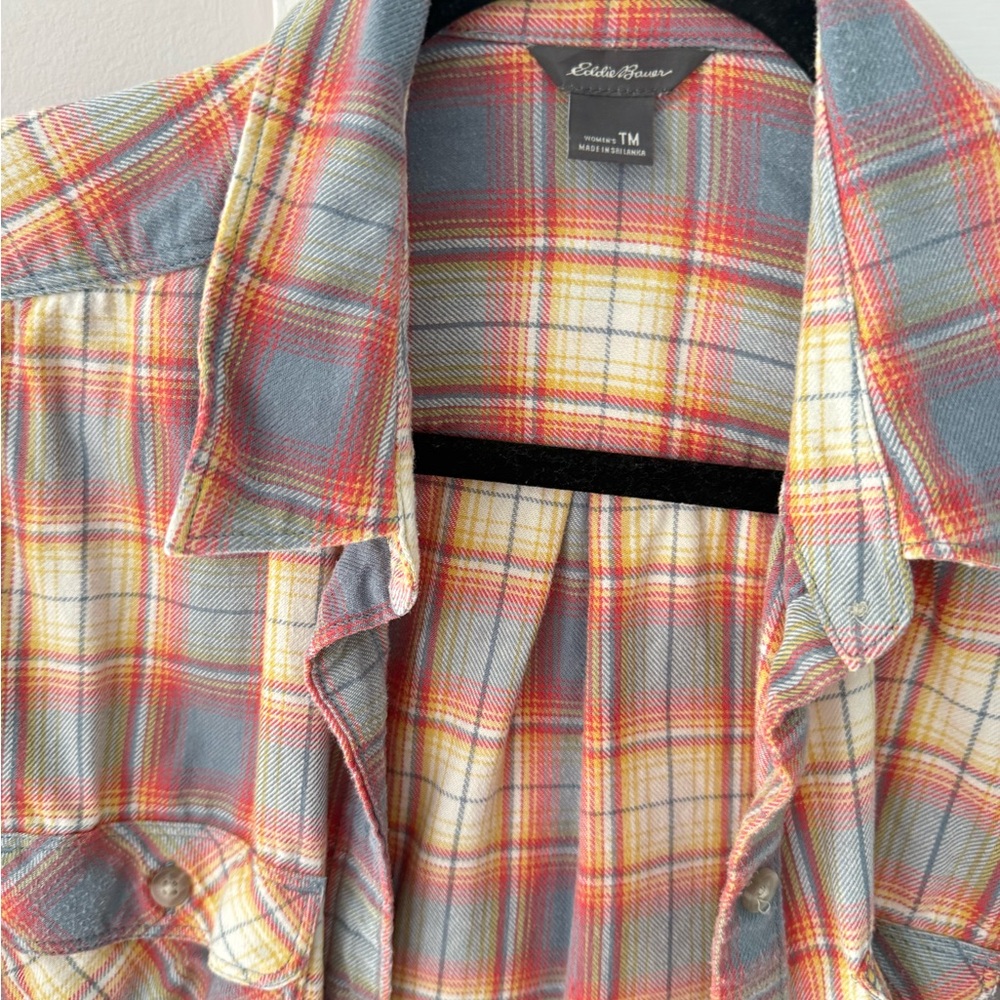Eddie Bauer Plaid Flannel Shirt Medium Tall (Women’s)